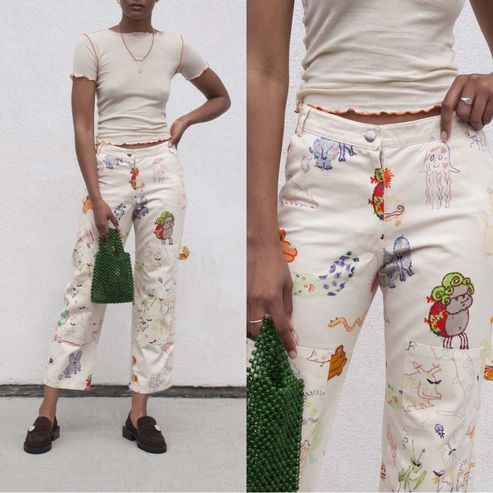 NWT COLLINA STRADA Chason pant in Animal Kindom